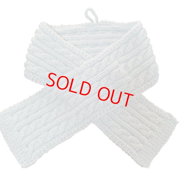 画像1: 手編みマフラー80【水色】メリノウール ベビー (1)