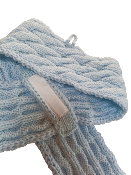 画像5: 手編みマフラー80【水色】メリノウール ベビー (5)