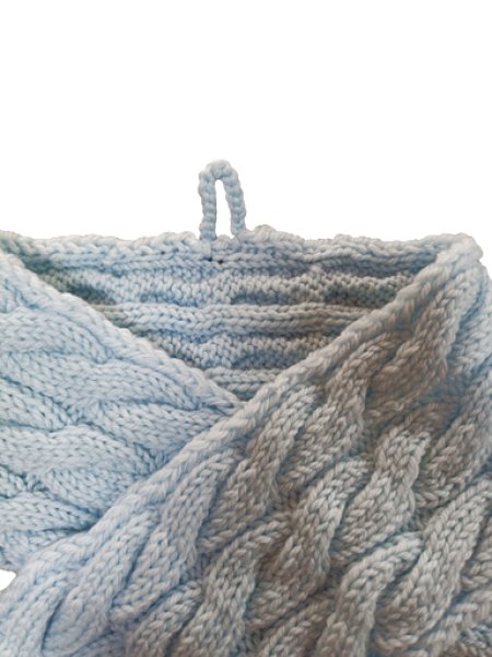 画像2: 手編みマフラー80【水色】メリノウール ベビー (2)