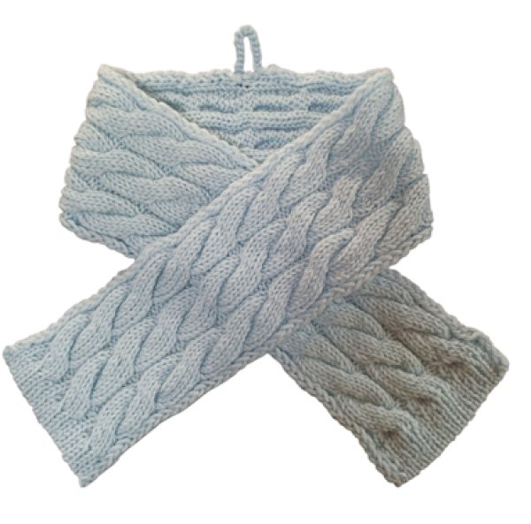画像1: 手編みマフラー80【水色】メリノウール ベビー (1)