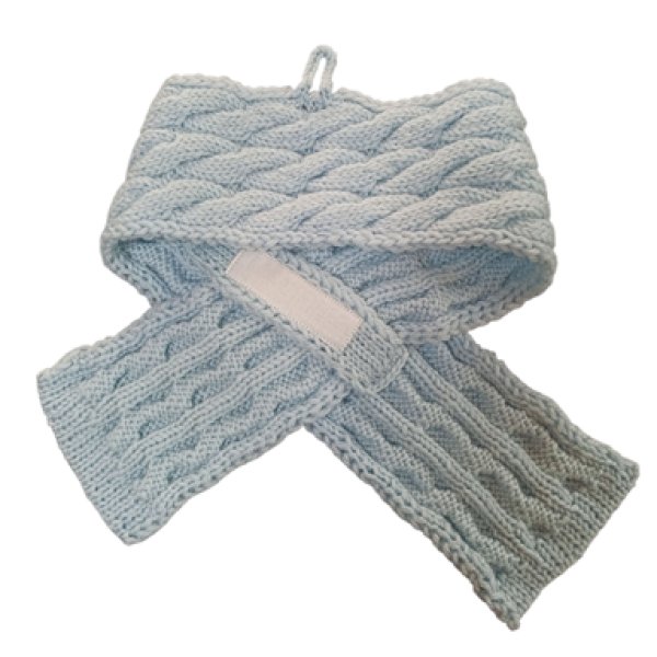 画像4: 手編みマフラー80【水色】メリノウール ベビー (4)
