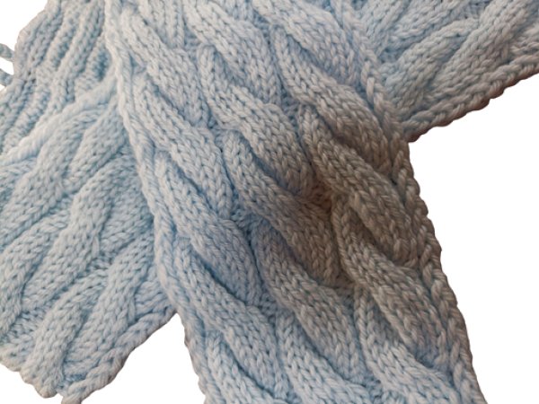 画像3: 手編みマフラー80【水色】メリノウール ベビー (3)