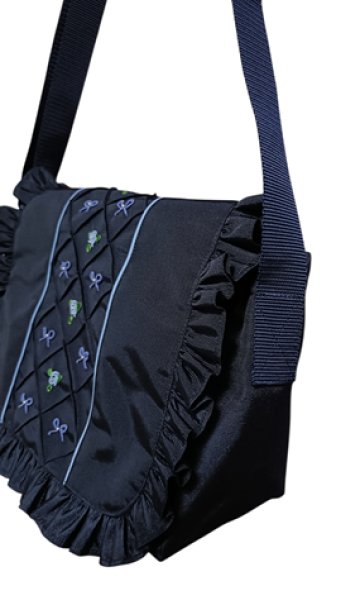 画像4: お弁当鞄セット【紺】水色リボン＆バラ　【九段白百合小学校仕様】 (4)