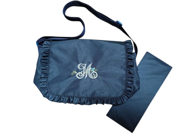 画像1: お弁当鞄セット【紺】イニシャル　M【九段白百合小学校仕様】 (1)