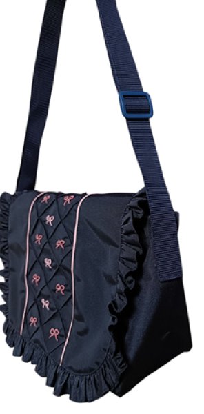 画像4: お弁当鞄セット【紺】ピンクリボン　【九段白百合小学校仕様】 (4)