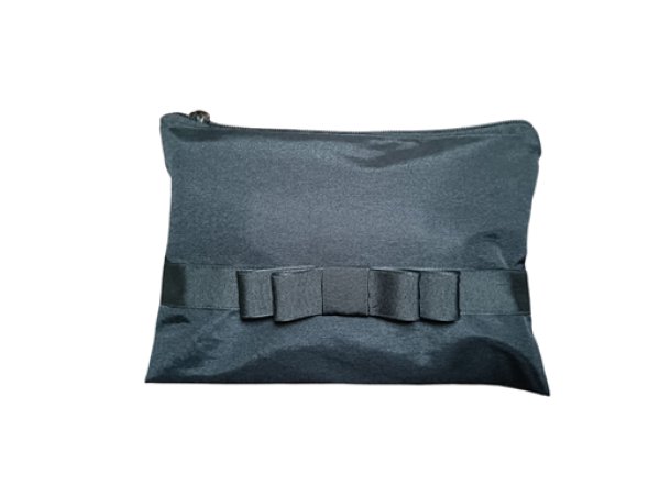 画像8: 収納ポーチ付ママエコバック【黒】グログランリボン (8)