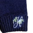 画像2: キッズニット手袋【紺】M　イニシャル刺繡　H (2)