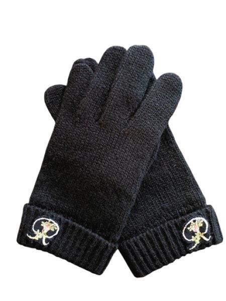 画像1: キッズニット手袋【紺】L イニシャル R (1)