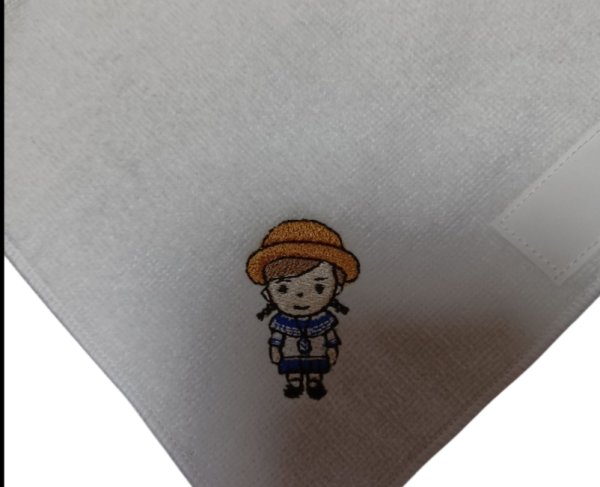 画像1: ネーム付き　１５ｃｍ　白百合ちゃん　夏　タオルハンカチ　 (1)