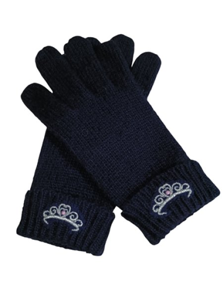 画像1: キッズニット手袋【紺】M　ティアラ (1)