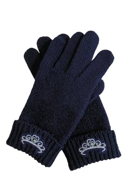 画像1: キッズニット手袋【紺】M　ティアラ (1)