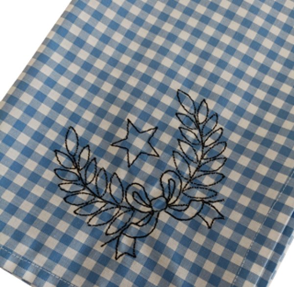 画像2: お弁当包み【チェック】刺繍入り　50×50ｃｍ　 (2)