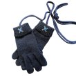 画像1: ※紐付き※キッズニット手袋【紺】M　ブルーバラ (1)