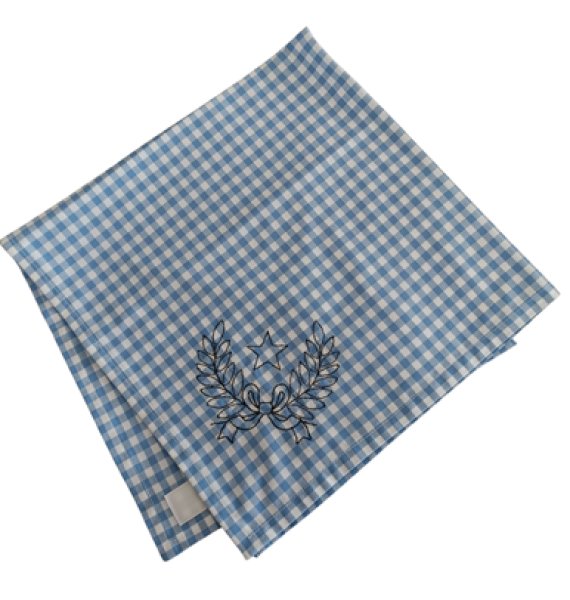 画像1: お弁当包み【チェック】刺繍入り　50×50ｃｍ　 (1)