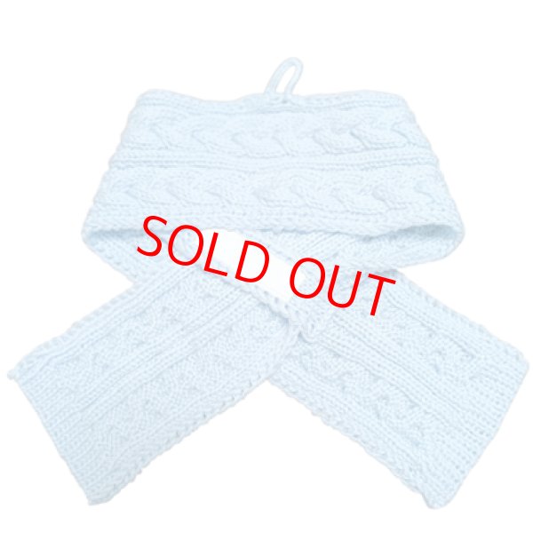 画像2: 手編みマフラー80【水色】メリノウール ベビー (2)