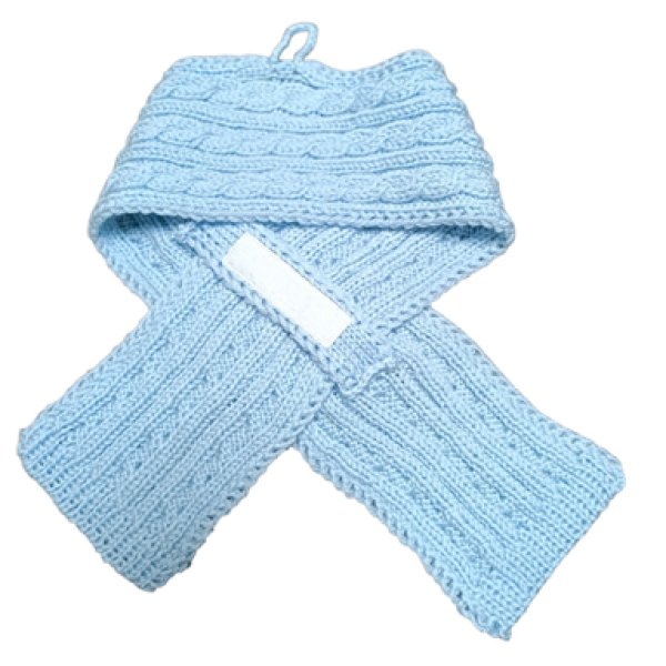 画像2: 手編みマフラー80【水色】メリノウール ベビー (2)