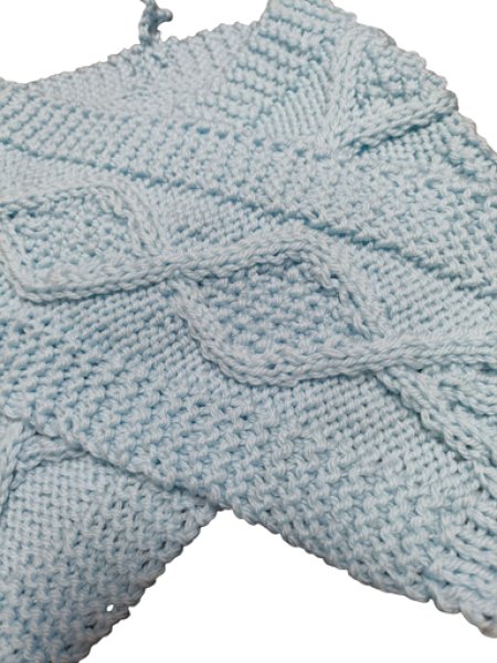 画像3: 手編みマフラー80【水色】メリノウール ベビー (3)