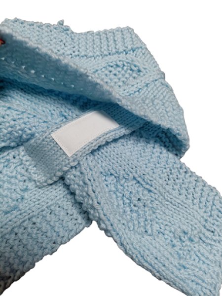 画像5: 手編みマフラー80【水色】メリノウール ベビー (5)