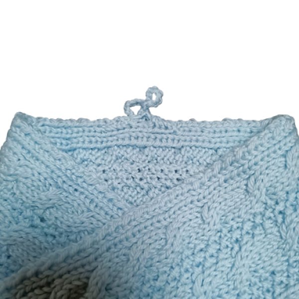 画像3: 手編みマフラー80【水色】メリノウール ベビー (3)