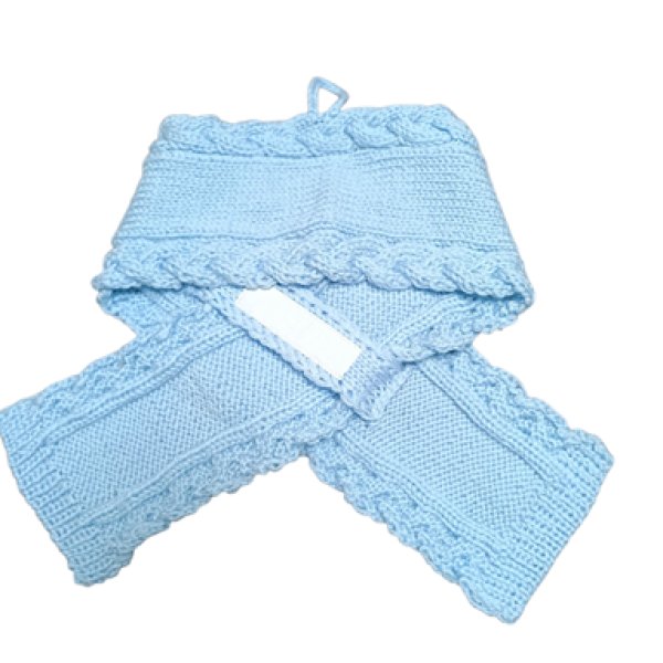 画像5: 手編みマフラー80【水色】メリノウール ベビー (5)