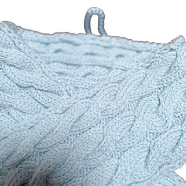 画像2: 手編みマフラー80【水色】メリノウール ベビー (2)