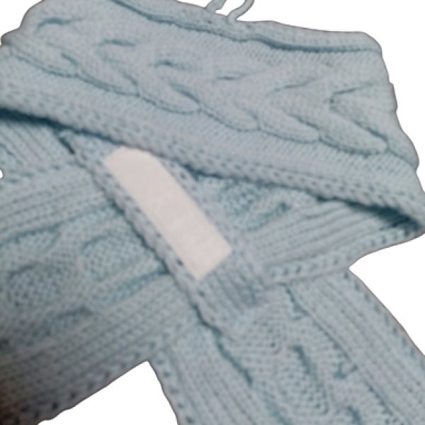 画像3: 手編みマフラー80【水色】メリノウール ベビー (3)