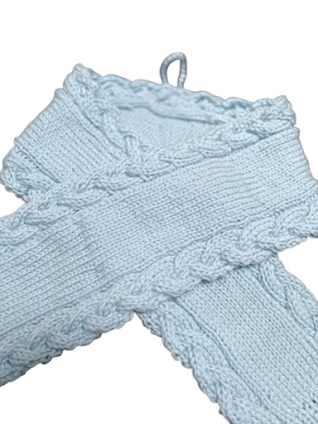 画像2: 手編みマフラー80【水色】メリノウール ベビー (2)