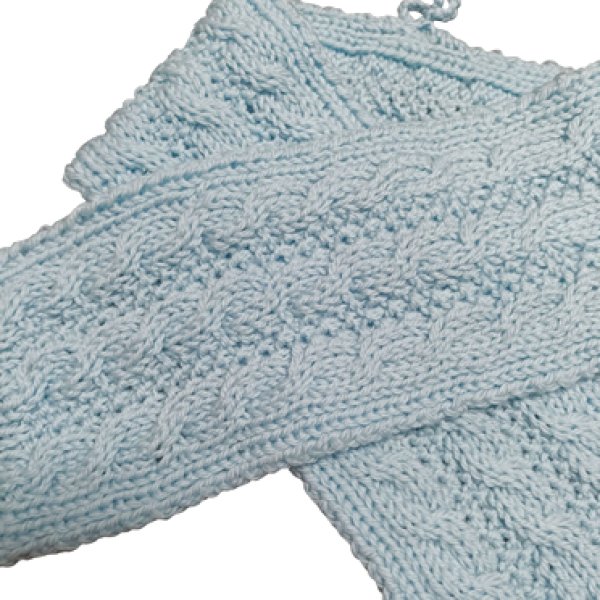 画像2: 手編みマフラー80【水色】メリノウール ベビー (2)