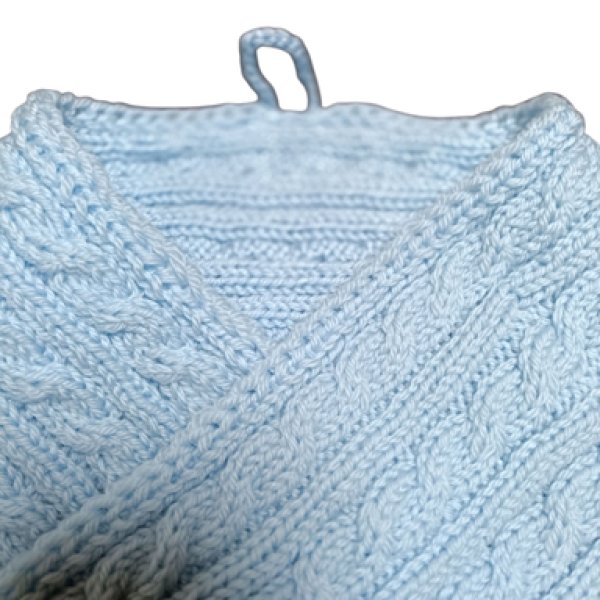 画像5: 手編みマフラー80【水色】メリノウール ベビー (5)