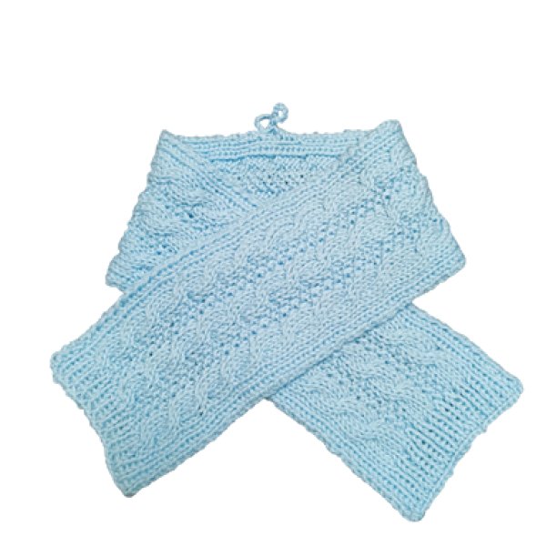 画像1: 手編みマフラー80【水色】メリノウール ベビー (1)