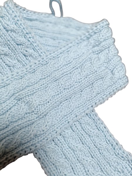 画像4: 手編みマフラー80【水色】メリノウール ベビー (4)