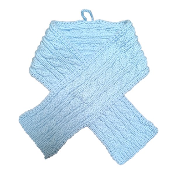 画像1: 手編みマフラー80【水色】メリノウール ベビー (1)