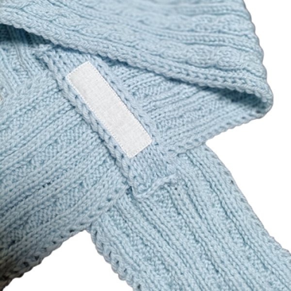 画像3: 手編みマフラー80【水色】メリノウール ベビー (3)