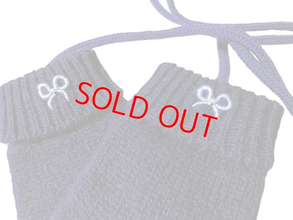 画像1: ※紐付き※キッズニット手袋【紺】M　ブルーリボン (1)