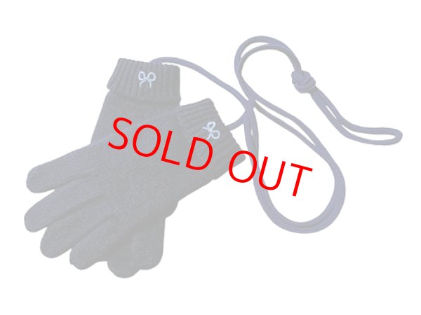 画像2: ※紐付き※キッズニット手袋【紺】M　ブルーリボン (2)