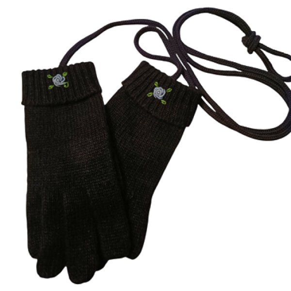 画像2: ※紐付き※キッズニット手袋【紺】M　ブルーバラ (2)