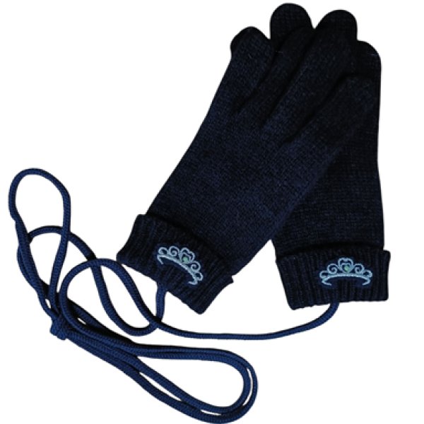 画像2: ※紐付き※キッズニット手袋【紺】M　ティアラ (2)