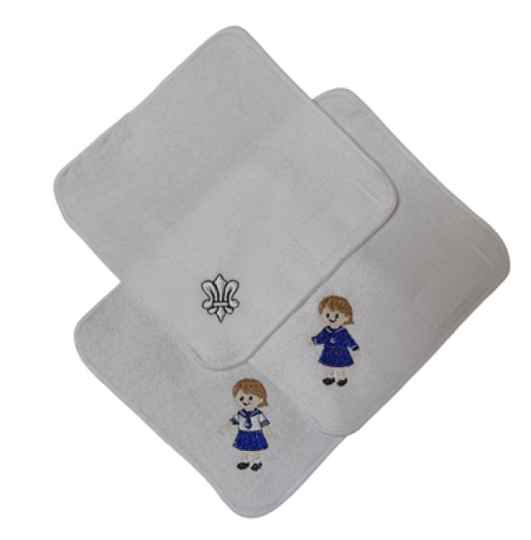 画像1: ネーム付き　１５ｃｍ　白百合さんセット　タオルハンカチ　 (1)
