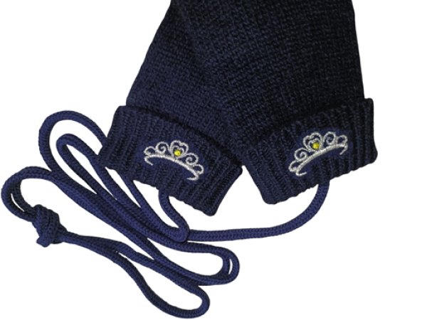 画像1: ※紐付き※キッズニット手袋【紺】M　ティアラ (1)