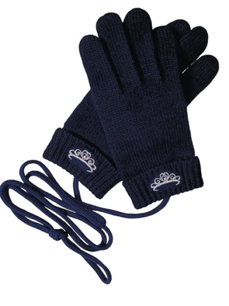画像1: ※紐付き※キッズニット手袋【紺】L　ティアラ (1)