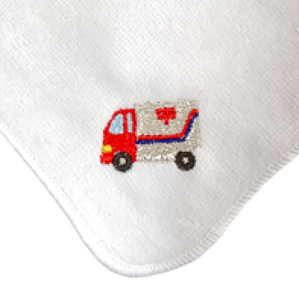 画像1: ネーム付き　１５ｃｍタオルハンカチ　郵便トラック (1)